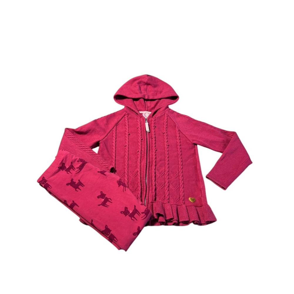 Girls Souris Mini Lama Cable-Knit Sweater Set Pink Size 8